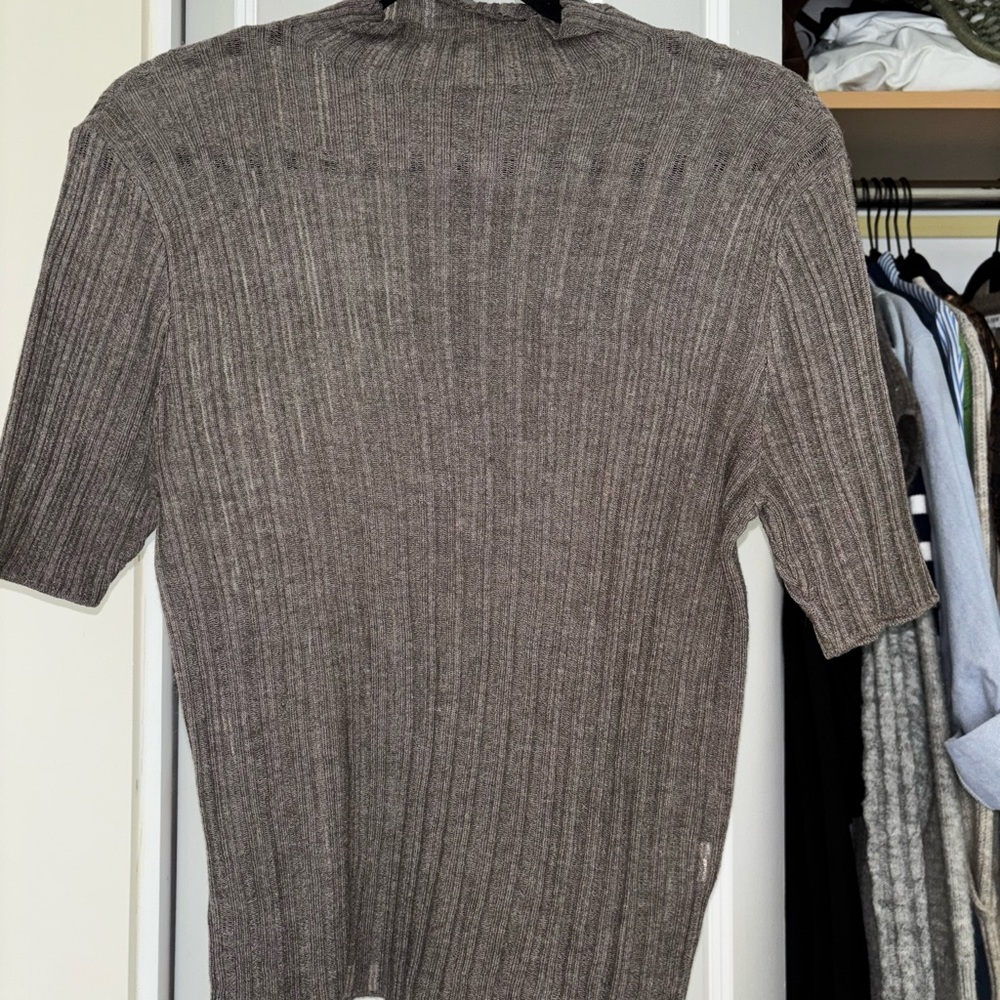 Zara Ribbed Knit Short Sleeve Sweater